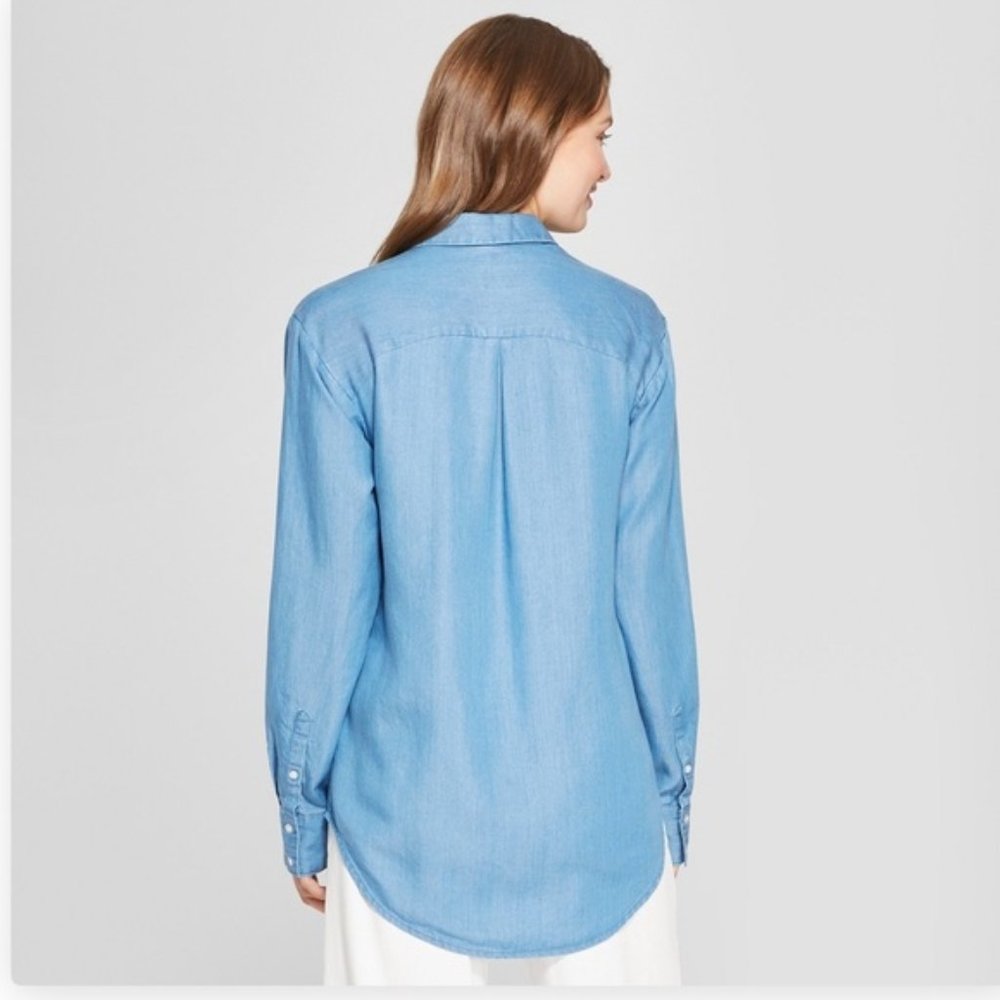 A New Day Chambray Button Down Shirt Blue XXL 2X - Picture 2 of 10